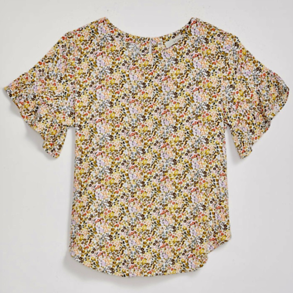 Ann Taylor LOFT Floral Flutter Sleeve Blouse
